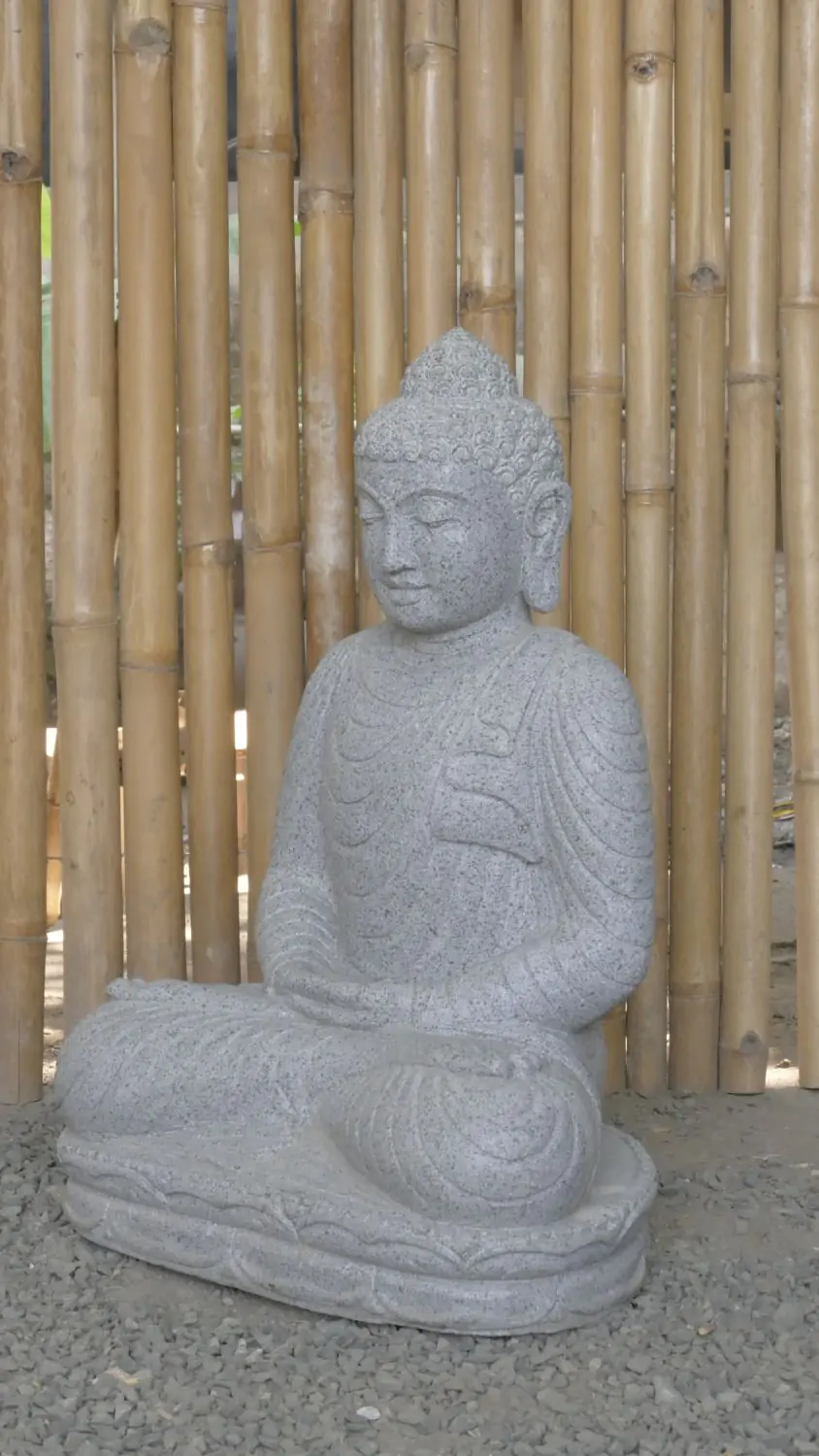  Product image 2 of the product “Seated Buddha made of Riverstone in Dhyana position - gesture of meditation, 63cm height, natural ”